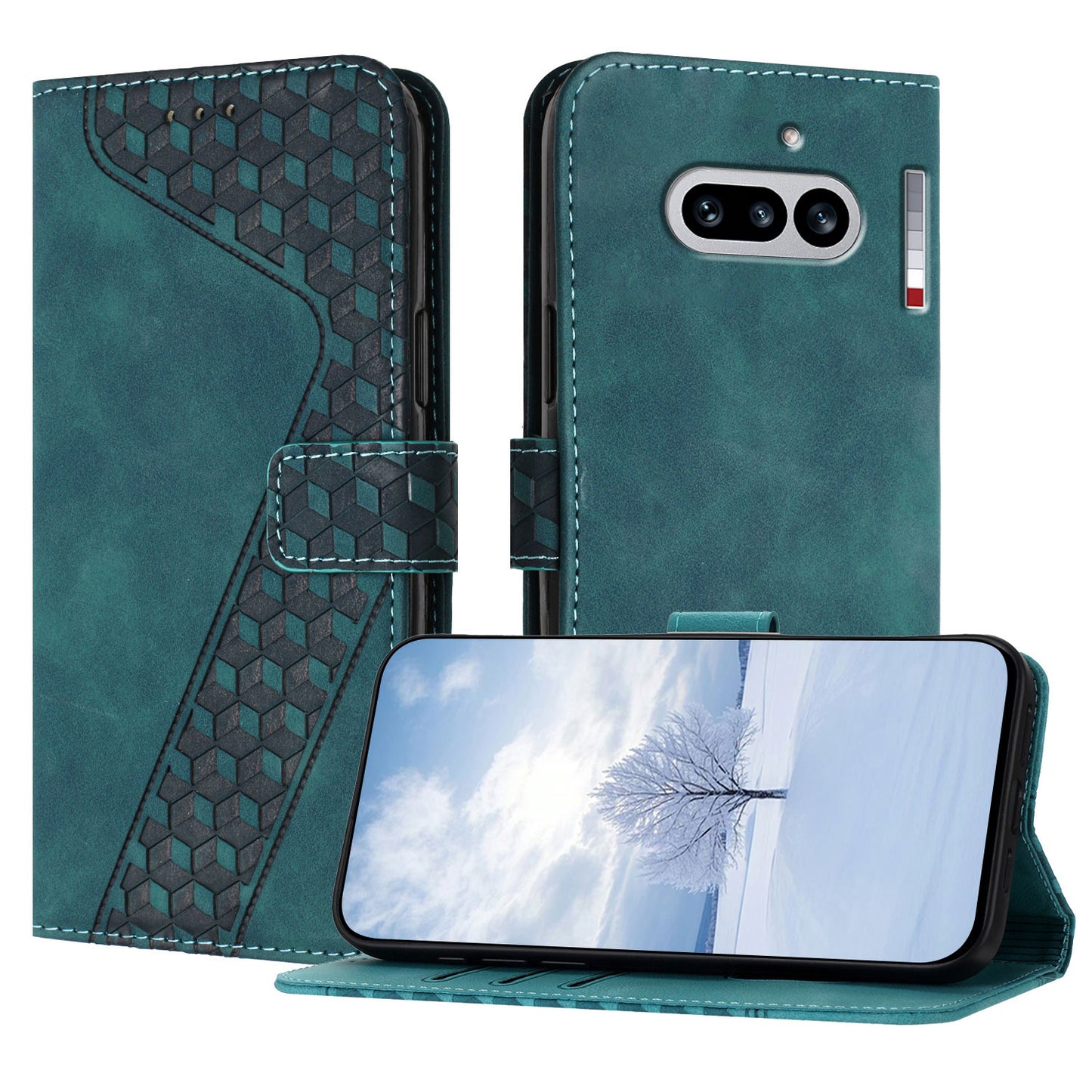 For Nothing Phone (4a) Leather Case 7-Shaped Pattern Wallet Stand Shockproof Phone Cover