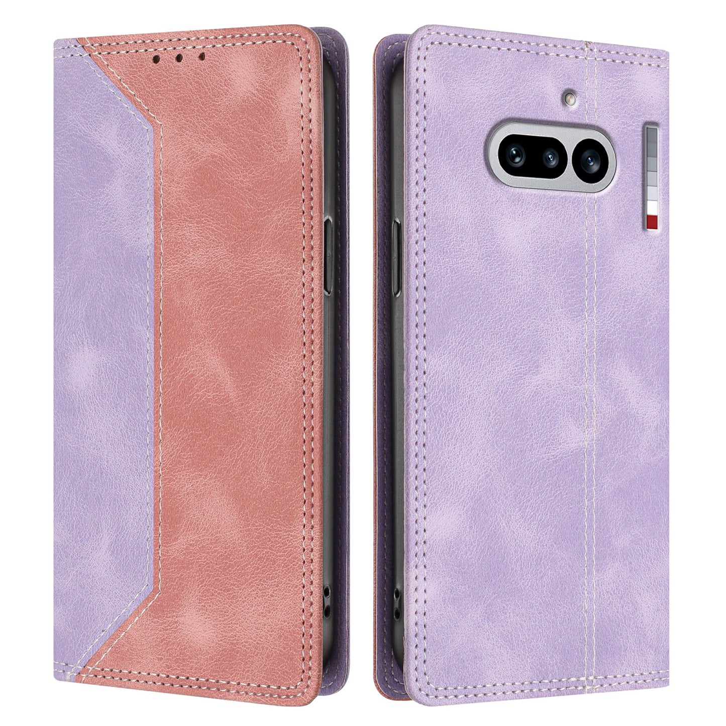 For Nothing Phone (4a) Leather Case Skin Touch Color Splicing RFID Blocking Wallet Stand Phone Cover