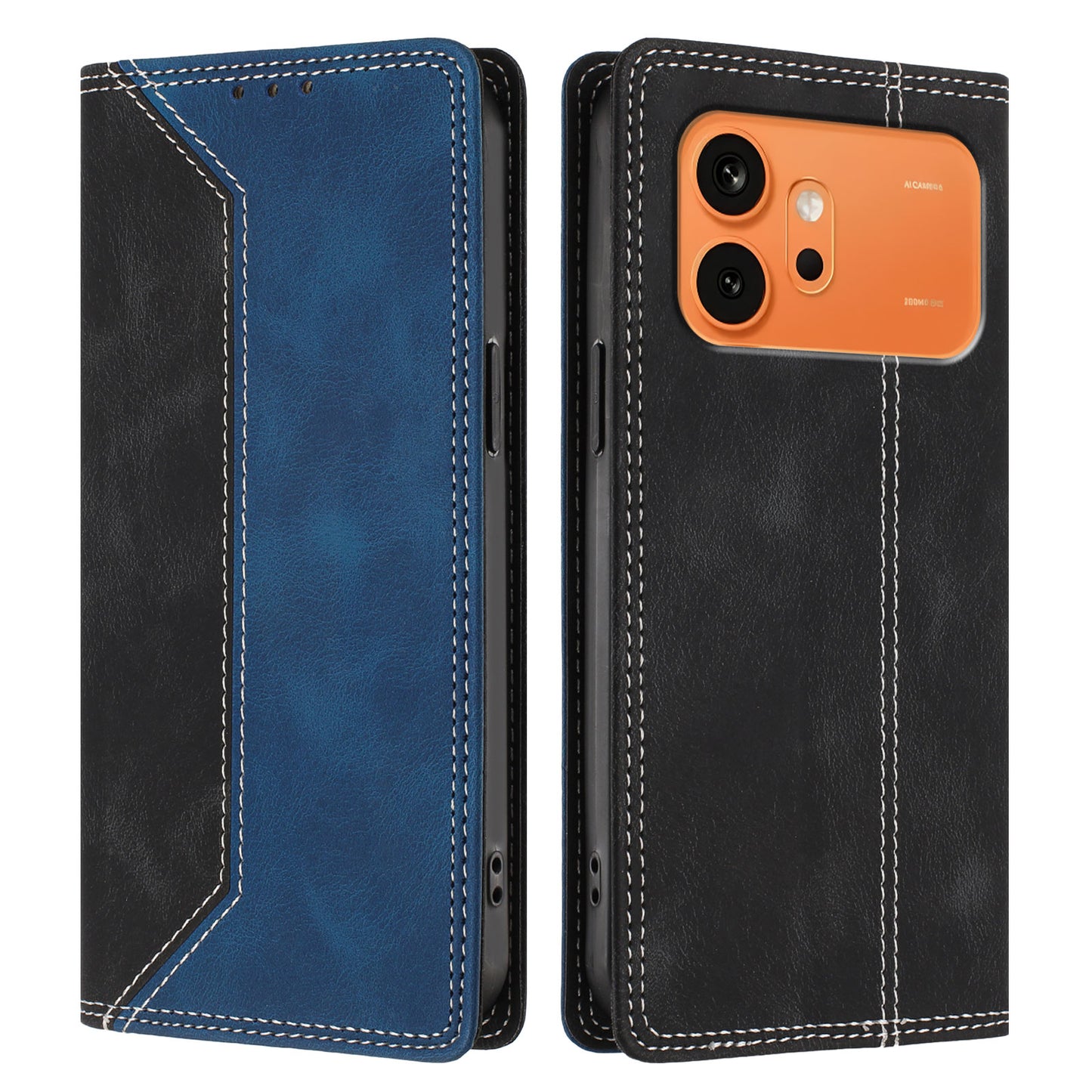 For Honor 600 Pro 5G / Honor 600 5G Leather Case Skin Touch Color Splicing RFID Blocking Wallet Stand Phone Cover