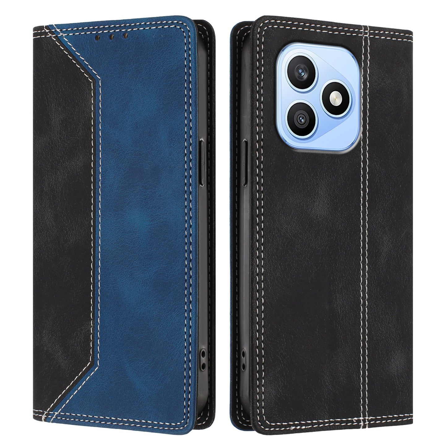 For Honor X8d 4G Leather Case Skin Touch Color Splicing RFID Blocking Wallet Stand Phone Cover