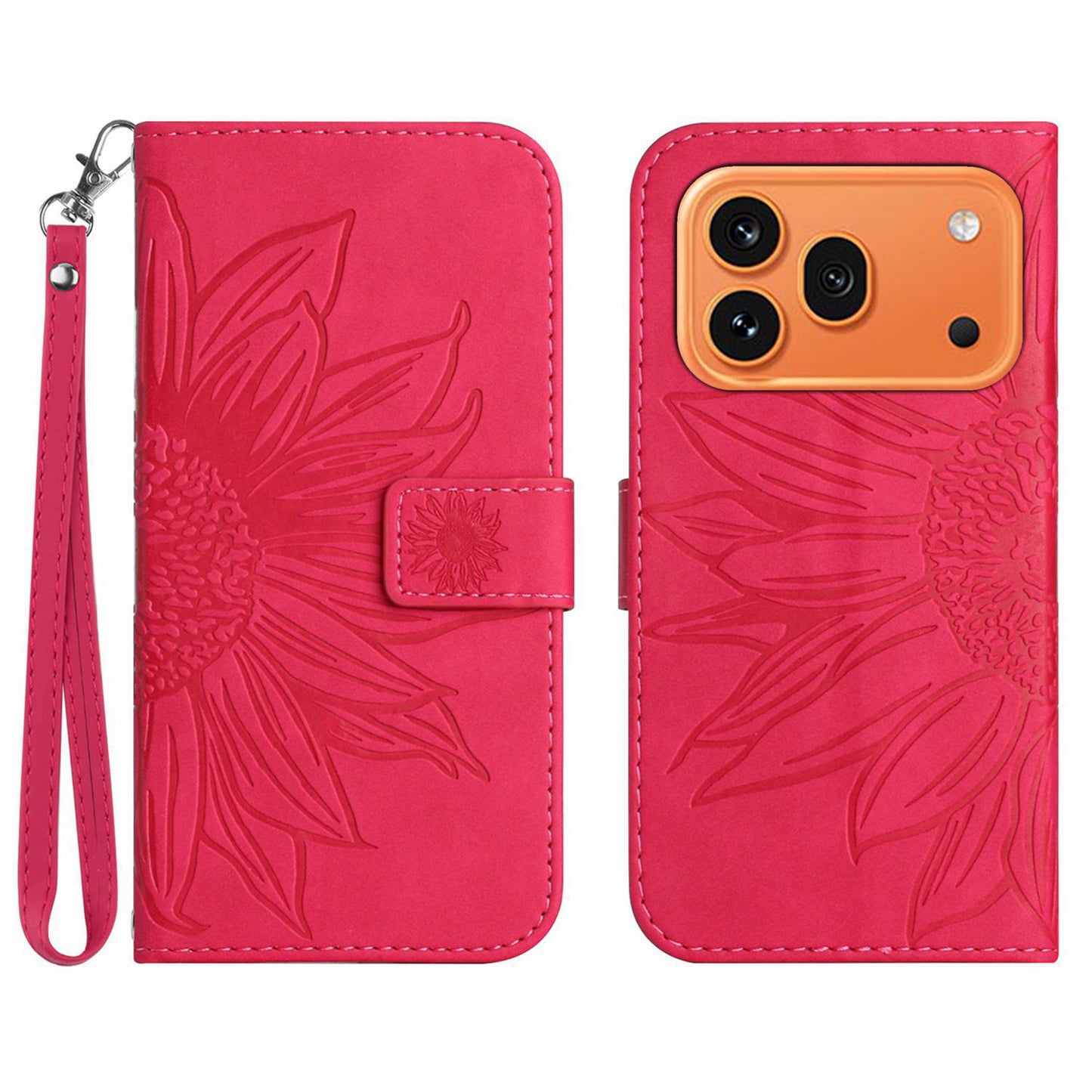 For Honor 600 Pro 5G / Honor 600 5G Case Sunflower Imprint Leather Wallet Phone Cover with Wrist Strap