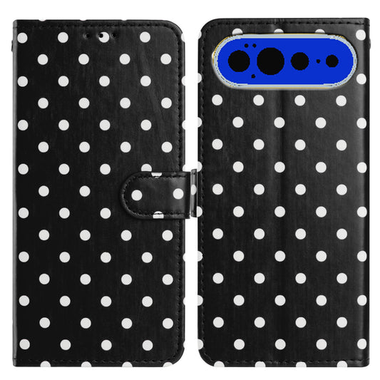 Google Pixel 11 Pro Handyhülle – Ledertasche mit Polka Dot-Muster, Brieftaschenständer, Folio