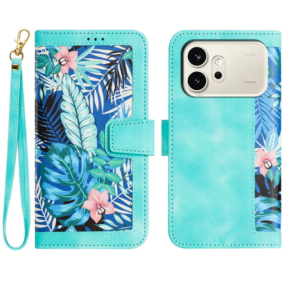 Honor 600 5G Wallet-Handyhülle – Aus PU-Leder, mit Blumenmuster & Kartenfächern