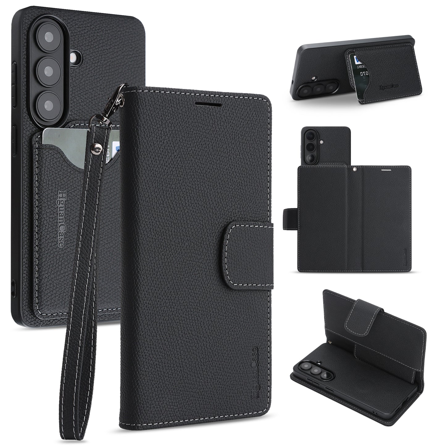 For Samsung Galaxy S26 HGUANCASE Case Wallet Stand Detachable Vintage Leather Phone Cover with Wrist Strap