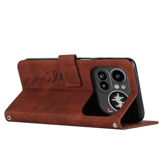 Nothing Phone (4a) Pro Wallet-Handyhülle – Mit Aufdruck, hautfreundliches PU-Leder, Ständer, magnetischer Stoßschutz, mit Tragegurt