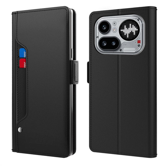 Nothing Phone (4a) Pro Wallet-Handyhülle – Aus PU-Leder mit Ständer, Kartenhalter & Spiegel