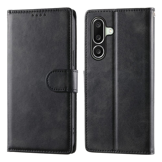 For Samsung Galaxy A27 5G Phone Case Stand Wallet Calf Texture PU Leather Flip Phone Cover with Wrist Strap