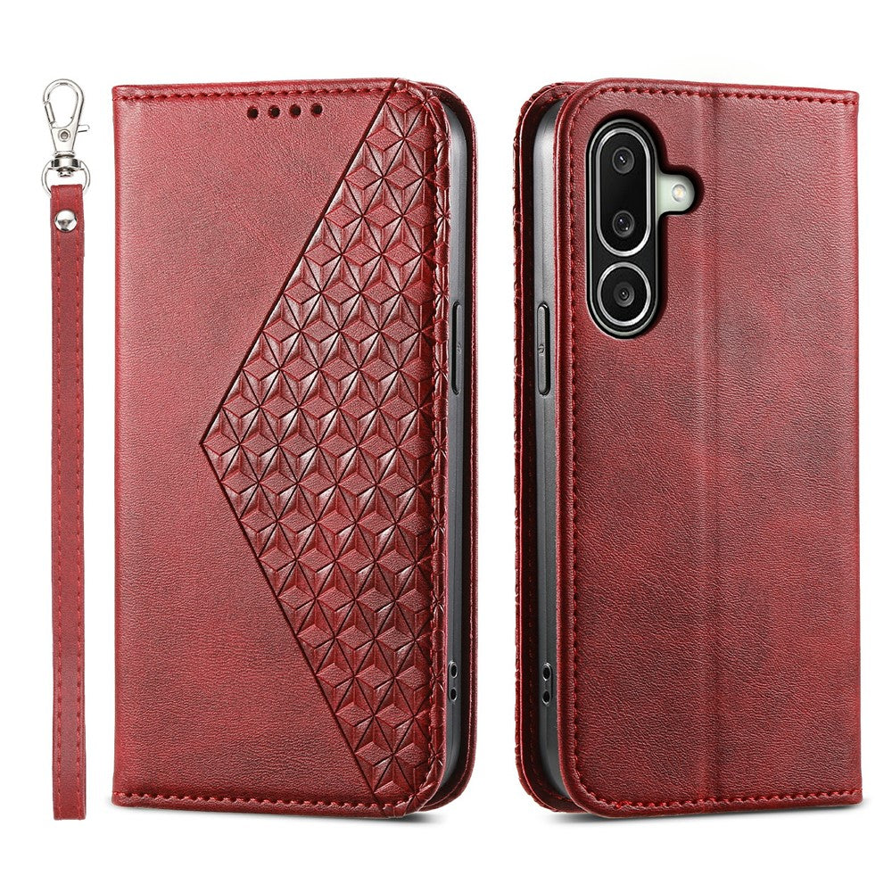 For Samsung Galaxy A27 5G Case Calf Texture PU Leather Wallet Phone Cover with Wrist Strap