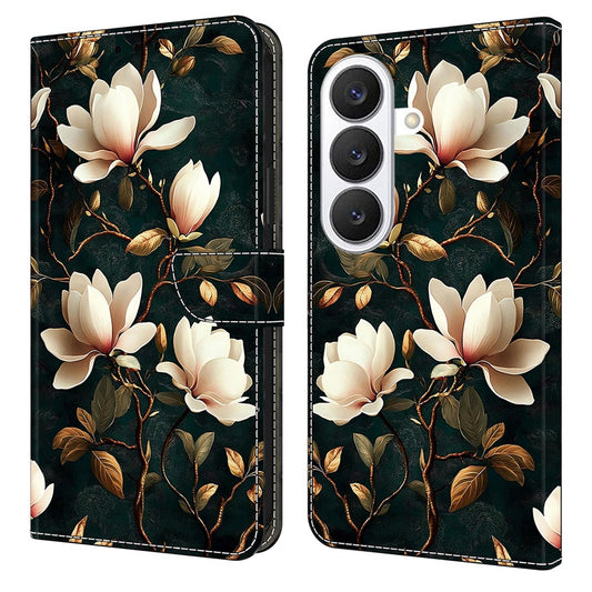 Galaxy S26 Handyhülle – Brieftaschen-Standgehäuse mit Musterdruck, Leder