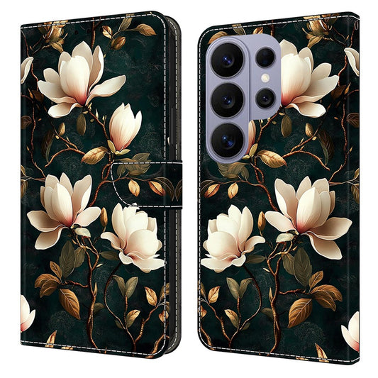 Galaxy S26 Ultra Handyhülle – Brieftaschen-Standgehäuse mit Musterdruck, Leder