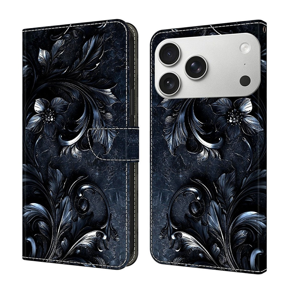 For iPhone 18 Pro / 17 Pro Wallet Stand Case Pattern Printing Leather Phone Cover