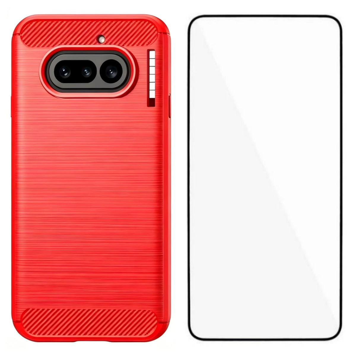 WANLONFENG for Nothing Phone (4a) Case with Screen Film LS Series Big Lens Hole Brushed Texture TPU Phone Cover