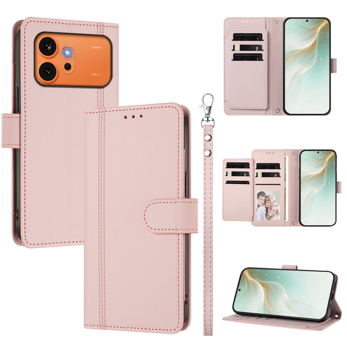 For Honor 600 Pro 5G / Honor 600 5G Case 9 Card Slots PU Leather Flip Wallet Phone Cover with Hand Strap