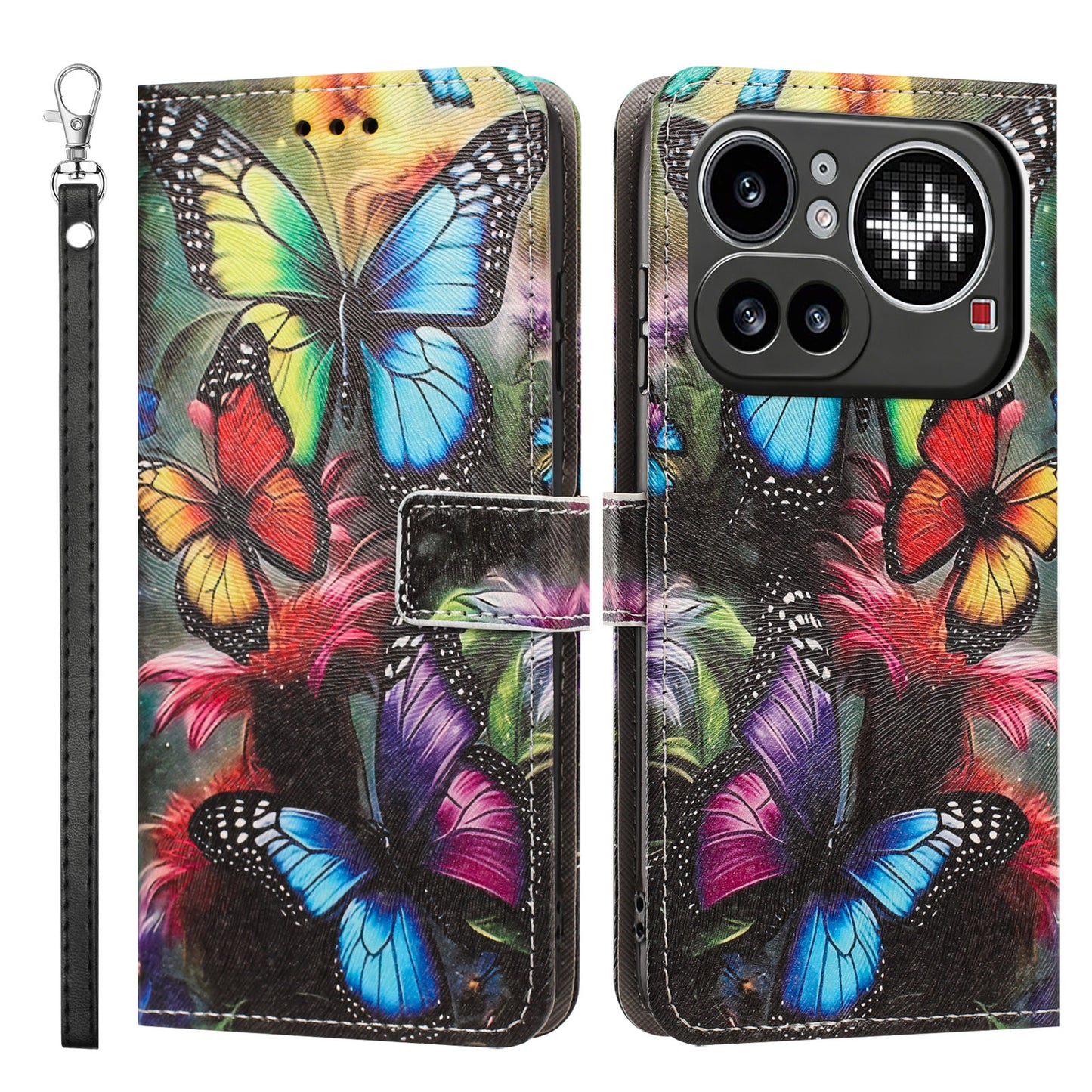 For Nothing Phone (4a) Pro Case Pattern Printing PU Leather Flip Wallet Phone Cover with Wrist Strap