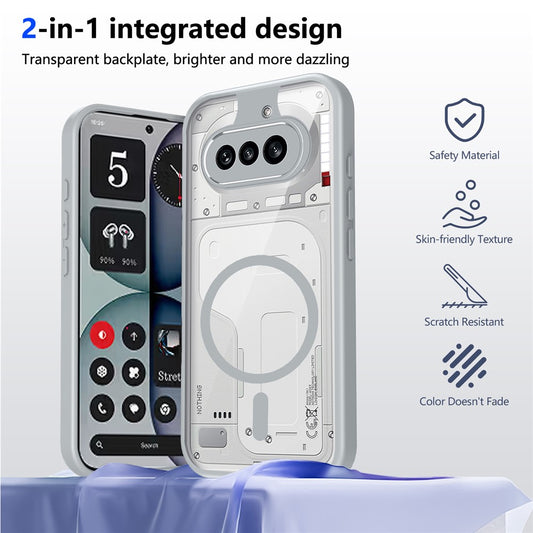 For Nothing Phone (4a) Magnetic Case Transparent PC + TPU Shockproof Skin-friendly Phone Cover
