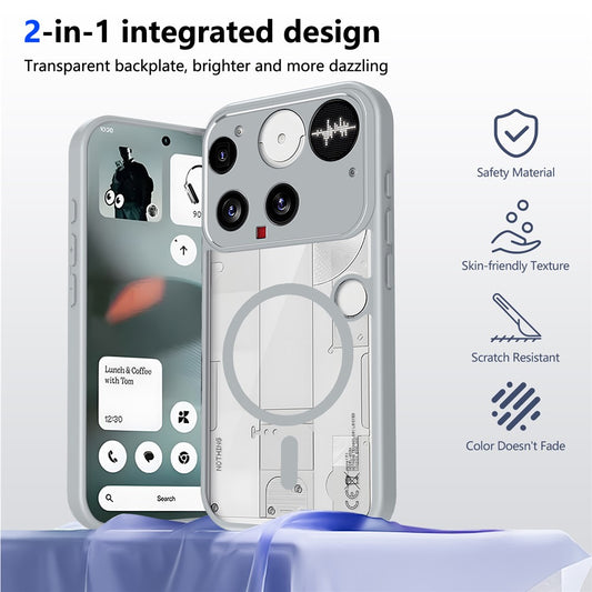 For Nothing Phone (3) 5G Magnetic Case Transparent PC + TPU Shockproof Skin-friendly Phone Cover