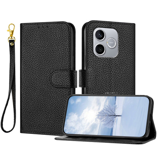 Honor 600 Lite 5G / Honor 500 Smart 5G Handyhülle – Ledertasche mit Litchi-Textur, Brieftaschenständer, Fallschutz- mit Handschlaufe