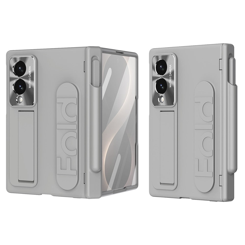 For Samsung Galaxy Z Fold8 Case Kickstand Wristband Hard PC Phone Cover with Pen Slot / Stylus
