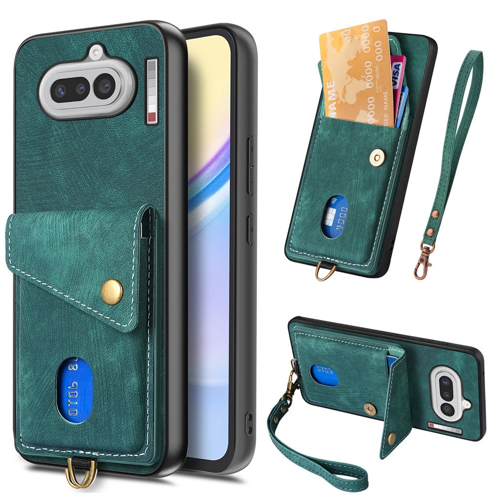 For Nothing Phone (4a) Case with Card Holder Kickstand Leather Phone Back Cover