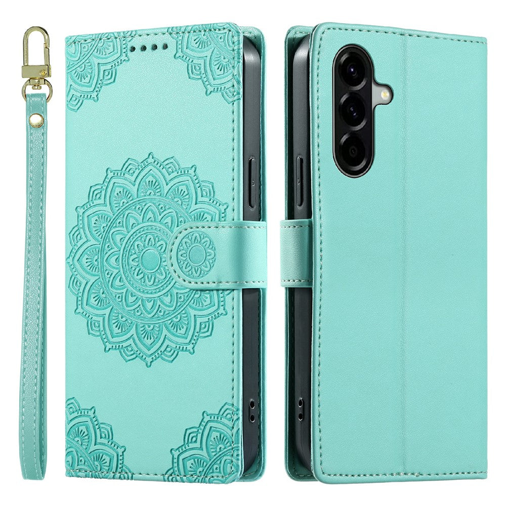 For Samsung Galaxy A57 5G Case Embossed Totem Leather Flip Wallet Phone Cover with Wrist Strap