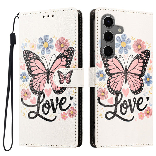 Galaxy S26 FE Wallet-Handyhülle – Hüllenmuster bedruckte PU-Leder-Flip-- mit Handschlaufe