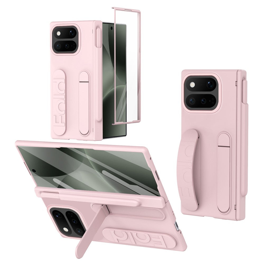 For Google Pixel 11 Pro Fold Case Kickstand Wristband Hard PC Phone Cover with Tempered Glass / Stylus