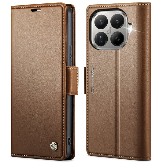 Xiaomi 17T Handyhülle – CASEME 023 Series RFID-blockierende Brieftasche mit Ständer, glänzende Litchi-Textur-Leder