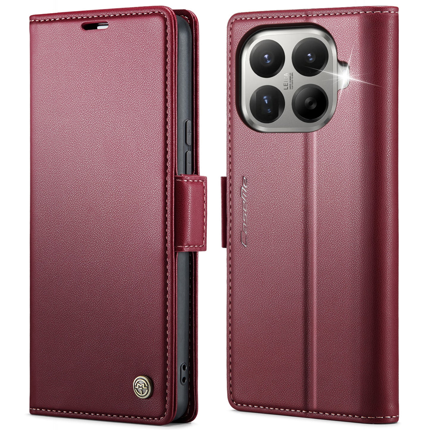 CASEME for Xiaomi 17T Case 023 Series RFID Blocking Wallet Stand Glossy Litchi Texture Leather Phone Cover