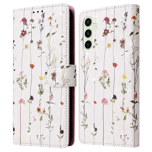 Galaxy S26 FE Handyhülle – RFID-blockierende aus Leder mit Blumenmotiv