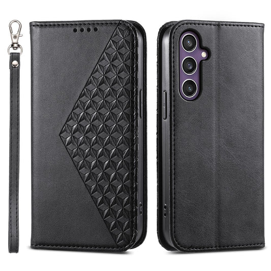 Galaxy S26 FE Handyhülle – aus PU-Leder mit Kalbsstruktur und Handschlaufe