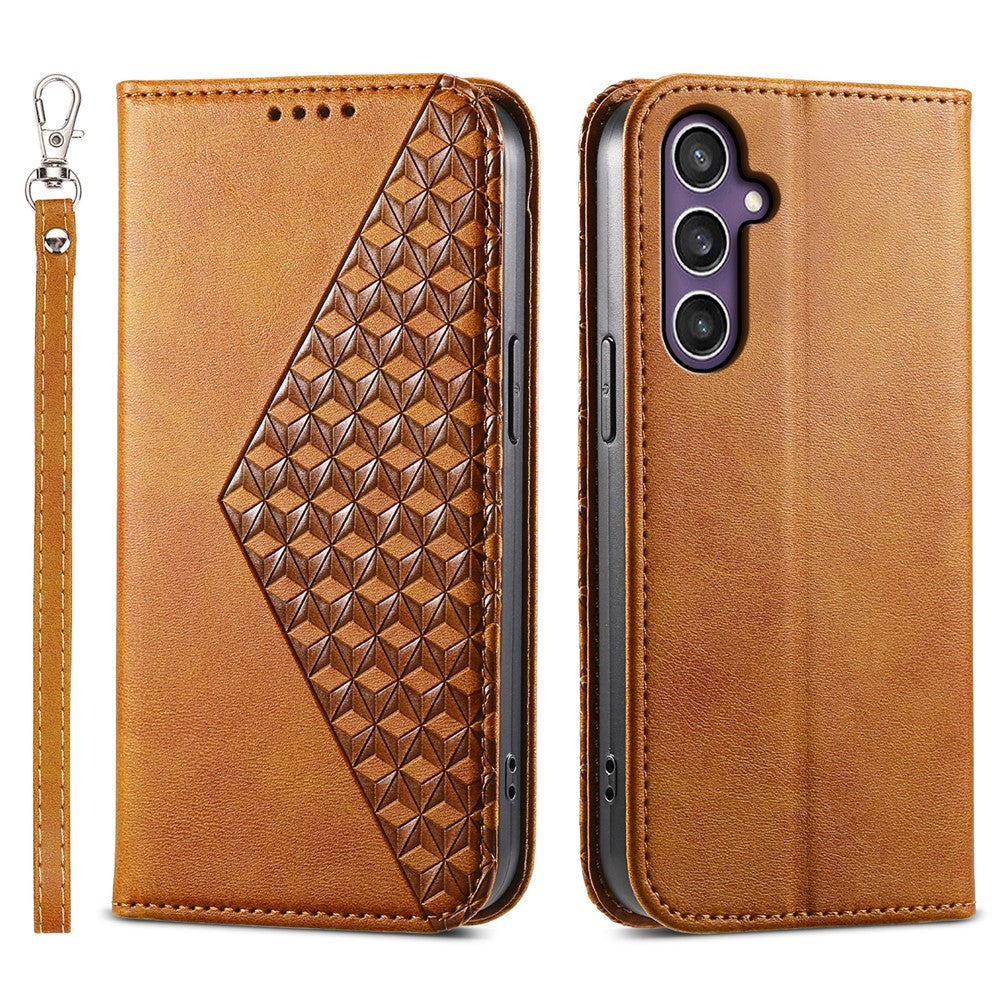 For Samsung Galaxy S26 FE Case Calf Texture PU Leather Wallet Phone Cover with Wrist Strap