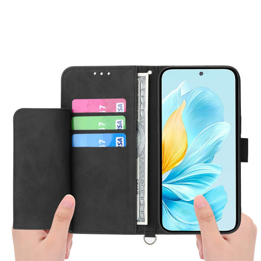 Google Pixel 11 Pro XL Handyhülle – Brieftaschenetui mit Blumenmuster aus PU-Leder mit Riemen