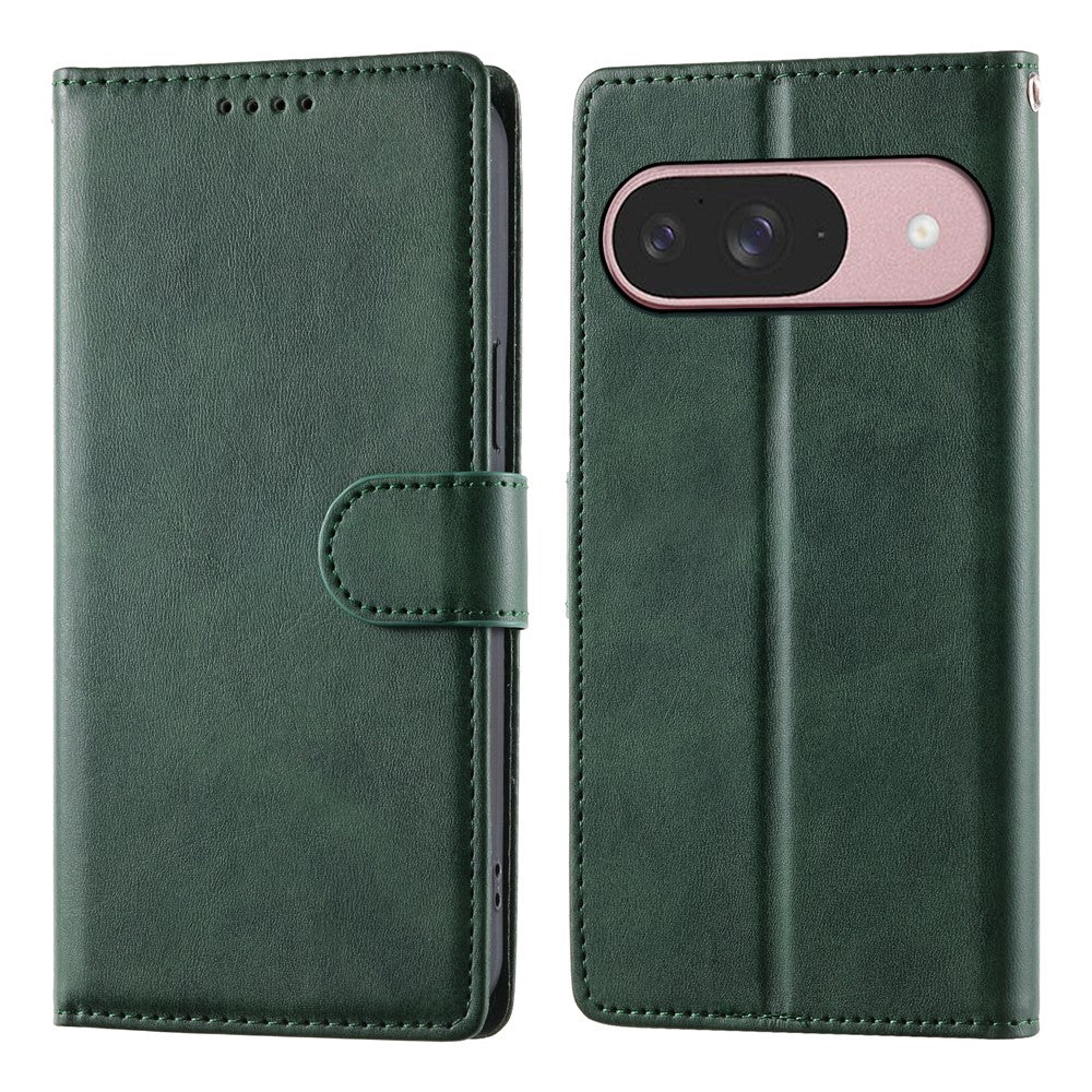 For Google Pixel 11 / Pixel 11 Pro Case Stand Wallet Calf Texture PU Leather Flip Phone Cover with Wrist Strap