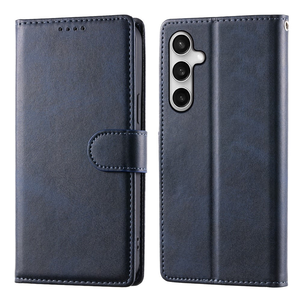 For Samsung Galaxy S26 FE Case Stand Wallet Calf Texture PU Leather Flip Phone Cover with Wrist Strap