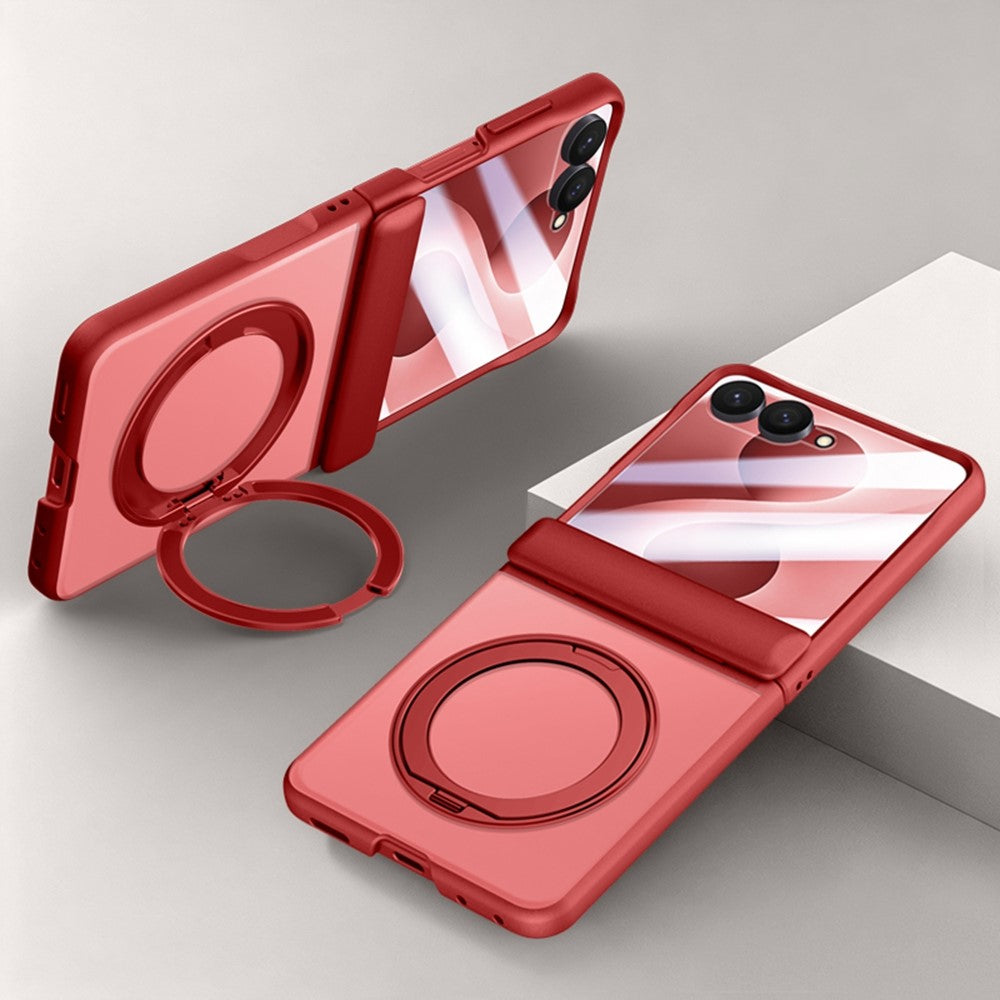 For Samsung Galaxy Z Flip8 Case Magnetic Kickstand PC + TPU Matte Phone Cover with Tempered Glass Screen Protector