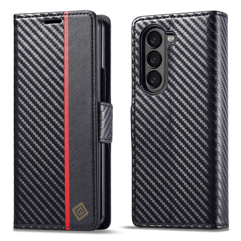 LC.IMEEKE Wallet Case for Samsung Galaxy Z Fold8 Ultra Carbon Fiber Texture Leather Phone Cover