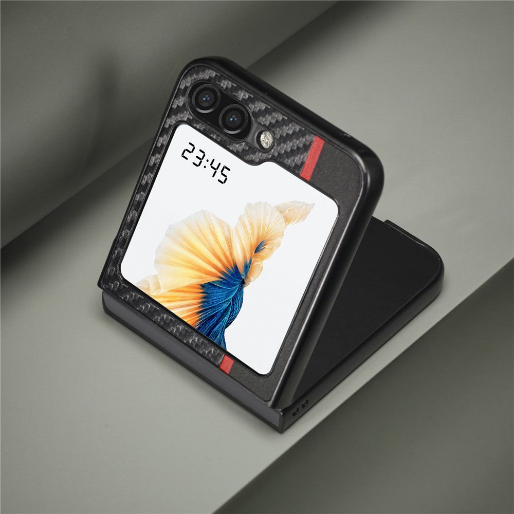 LC.IMEEKE For Samsung Galaxy Z Flip8 Case Carbon Fiber Texture Leather + TPU + EVA Phone Cover