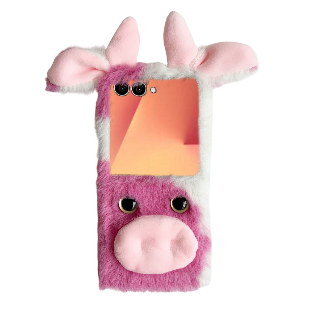 For Samsung Galaxy Z Flip8 Case Plush Cow Hard PC Protective Phone Cover