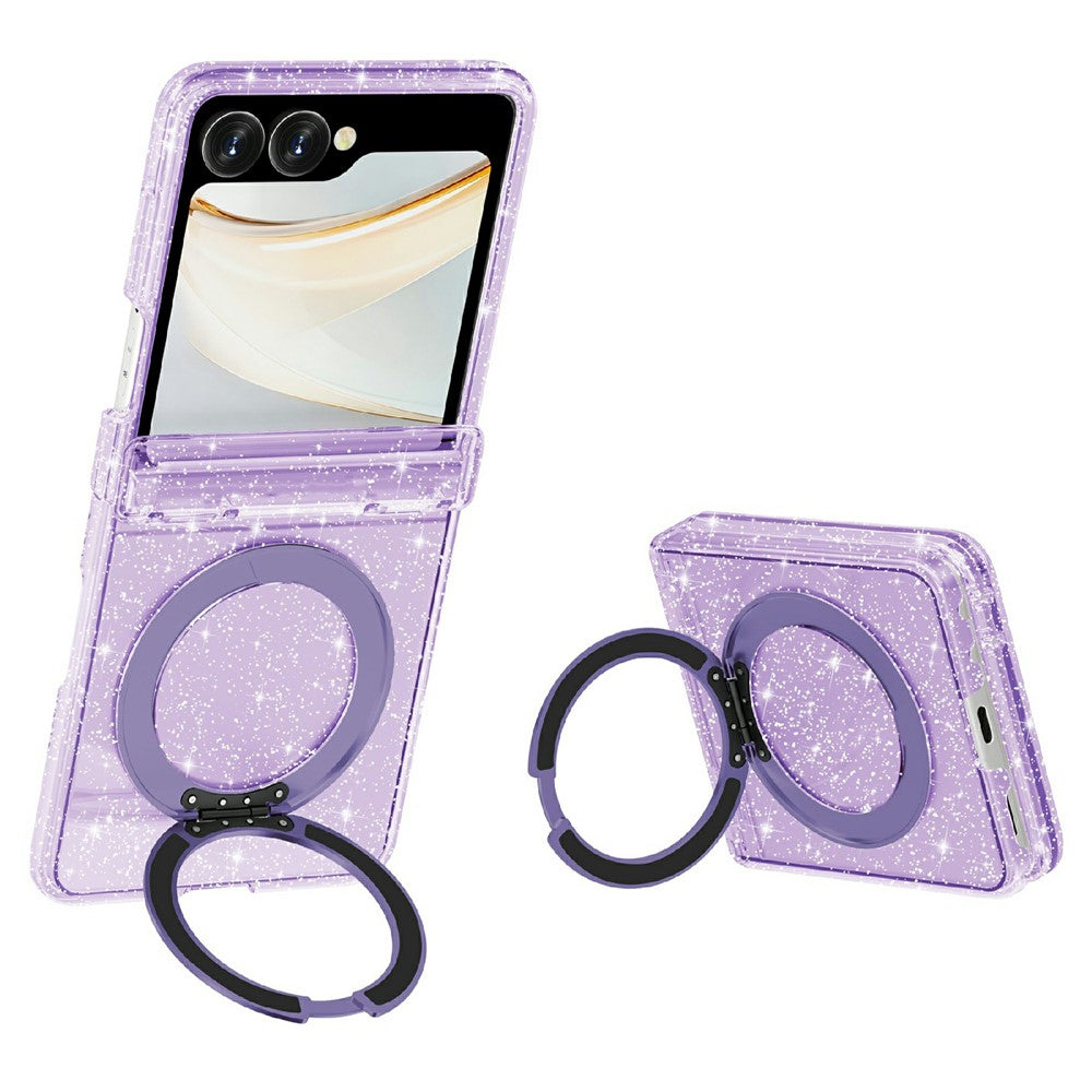 For Samsung Galaxy Z Flip8 Case Magnetic Kickstand Glitter Powder PC + TPU Phone Cover