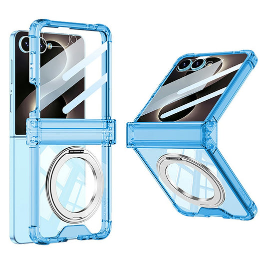 Galaxy Z Flip8 – Magnetische Handyhülle aus Kunststoff und gehärtetem Glas, mit Ständer, mit Scharnierschutz