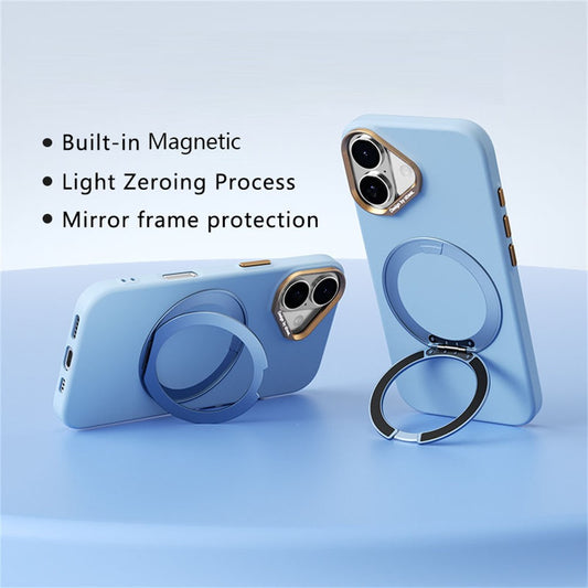 ABEEL For iPhone 17 / 18 Magnetic Case Ring Kickstand Liquid Silicone Feel PC Phone Cover