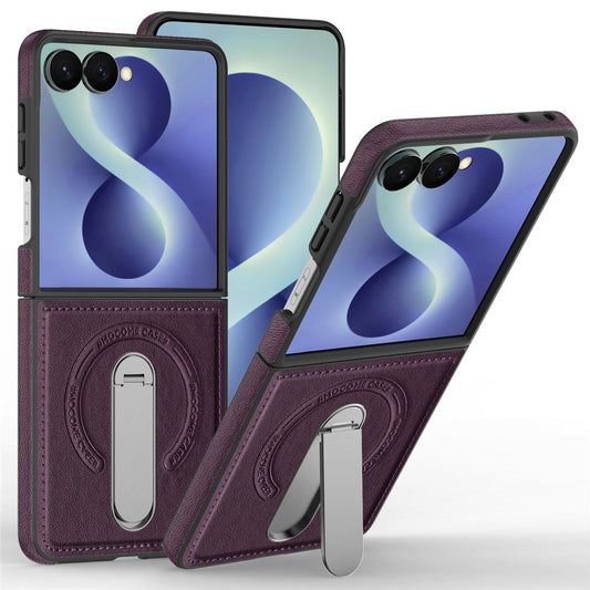 Galaxy Z Flip8 – Magnetische Handyhülle aus Metall, Kunststoff und PU-Leder, mit Ständer