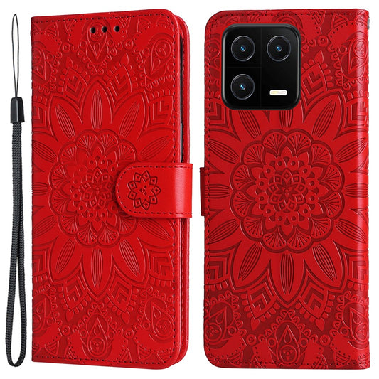 Xiaomi 13 Pro 5G Handyhülle – Anti-drop Phone Case PU-Leder-Sonnenblumen-Aufdruck, Standfunktion-Geldbörse, schützende Folio-Klapphülle mit Handschlaufe