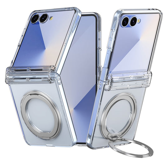 Galaxy Z Flip8 – Magnetische Handyhülle aus PC und gehärtetem Glas, mit Ständer, mit Displayschutz