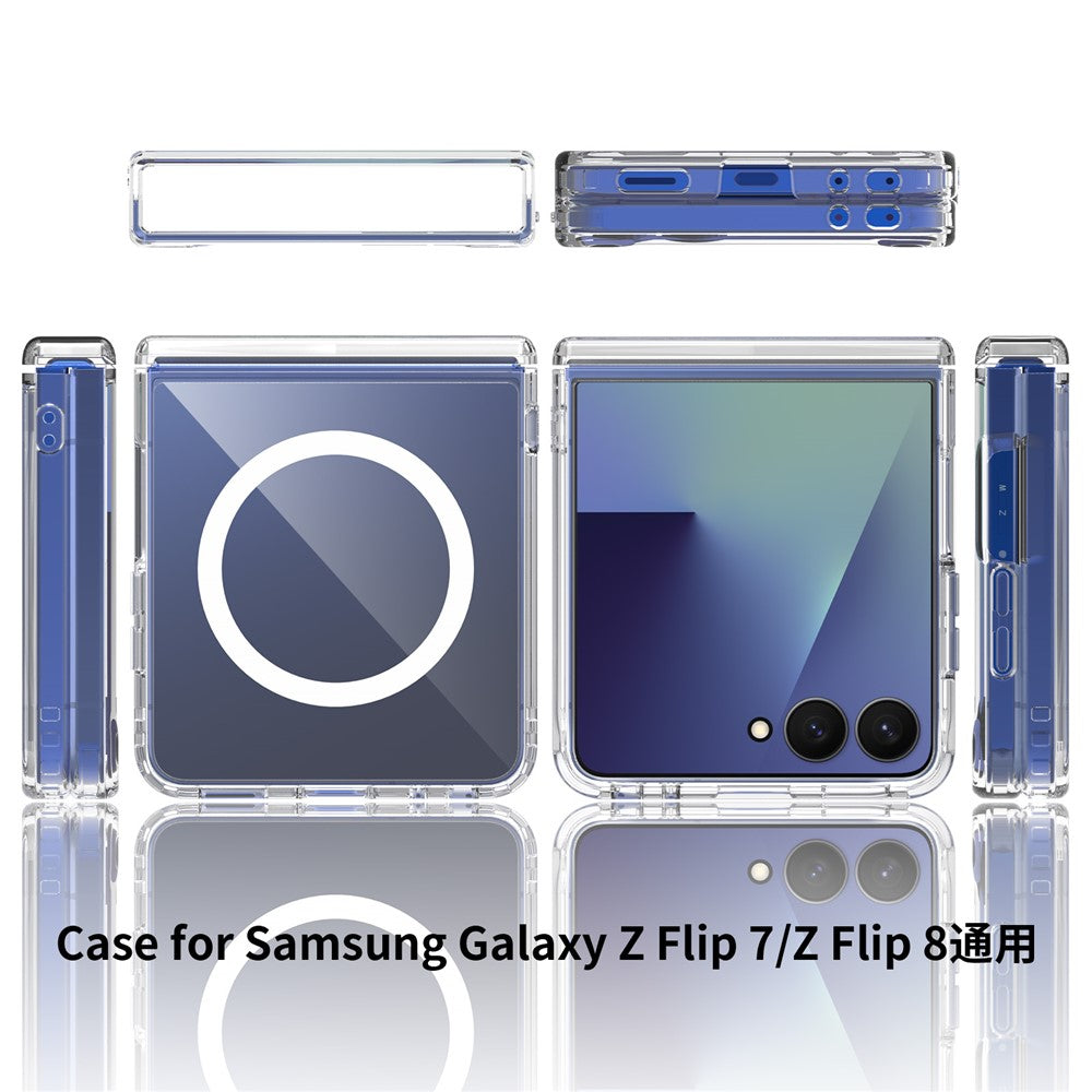 For Samsung Galaxy Z Flip8 Magnetic Case Hinge Protection TPU + Acrylic Clear Phone Cover