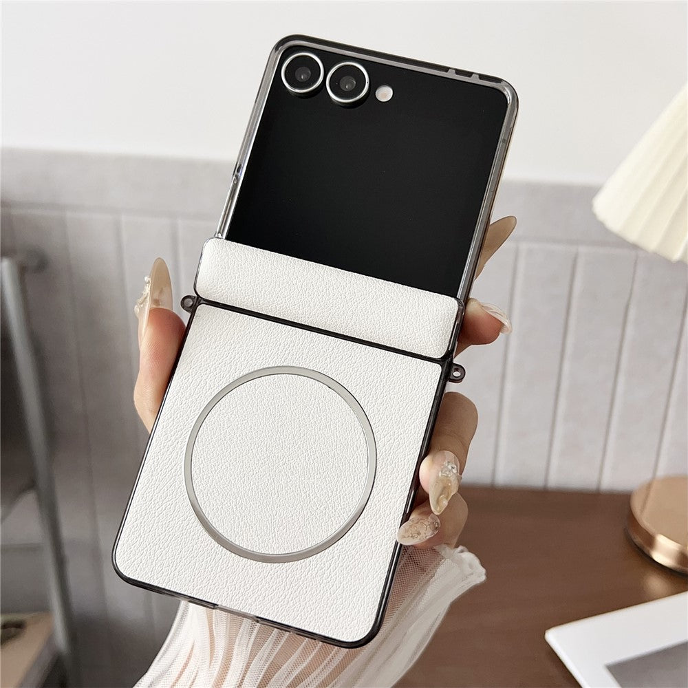 For Samsung Galaxy Z Flip8 Phone Magnetic Case Leather + PC Protective Cover