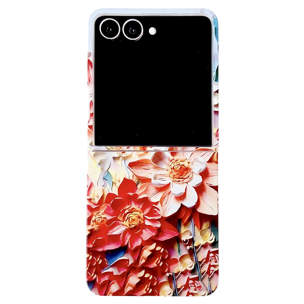 For Samsung Galaxy Z Flip8 Case Embossed Watercolor Floral Hard PC Protective Phone Cover