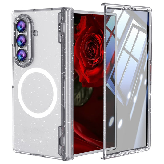 Galaxy Z Fold8 Ultra – Magnetische transparente Handyhülle aus PC, gehärtetem Glas und TPU, mit Scharnierschutz, mit Displayschutz