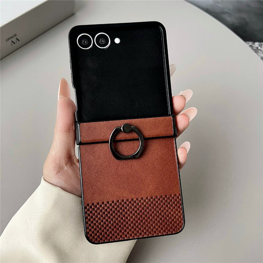 Galaxy Z Flip7 5G – Handyhülle aus PC und PU-Leder, mit Ständer