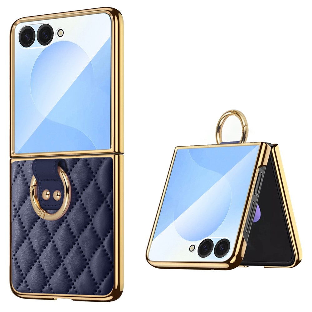 For Samsung Galaxy Z Flip8 Case Rhombus Grid Phone Cover with Tempered Glass Film